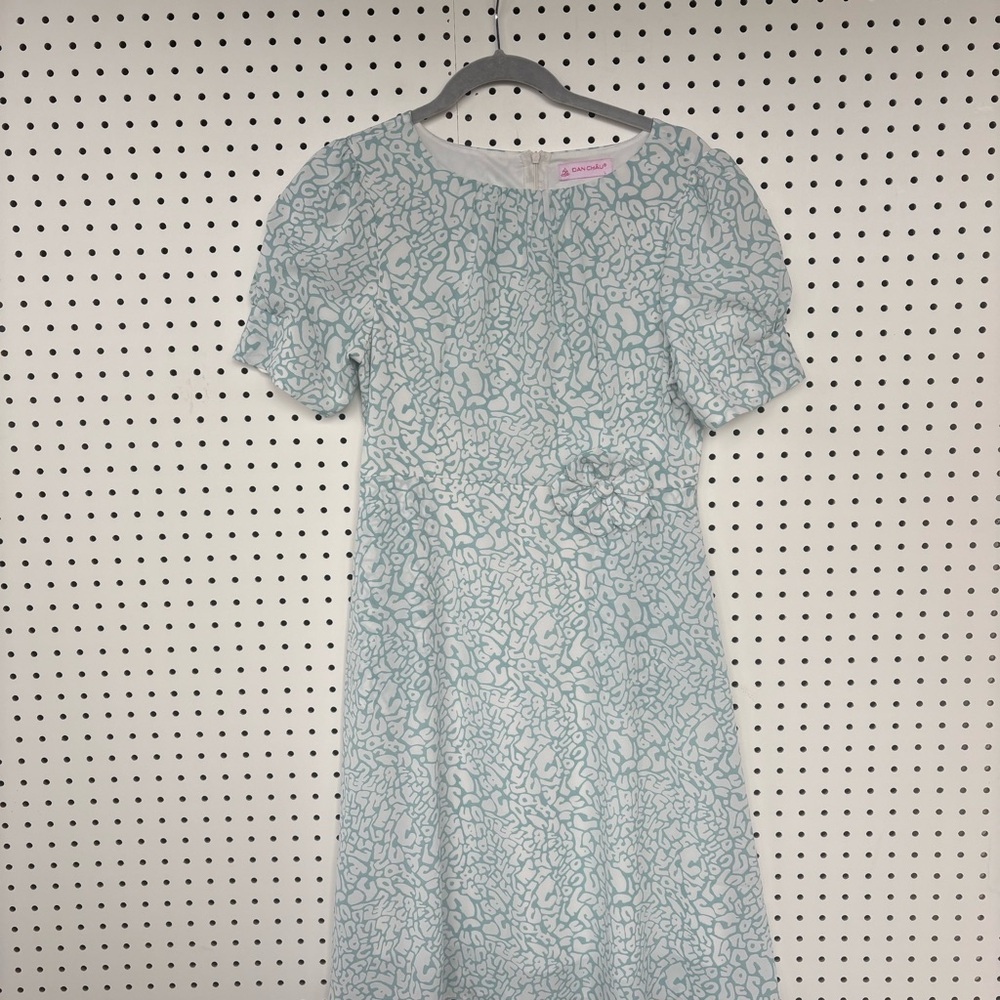 Dan Chau Dress featuring a turquoise & white abstract print Large